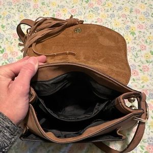 Adjustable crossover leather brown purse